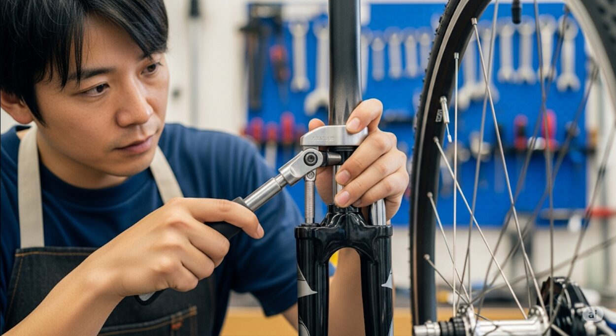 ホイール装着に必要なフォークの加工
